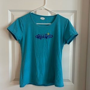 Short Sleeve UV Protection Swim Shirt. Teal, Size M.